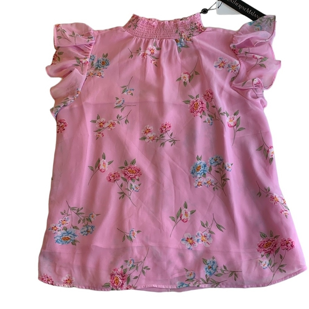 Catherine Malandrino Barbie pink floral blouse NWT M